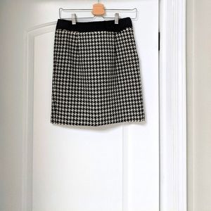 Houndstooth Black and White Wool Blend Suit Skirt